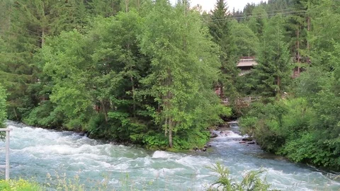 Tirol. Mountain river flowing through Gerlos Valley. Austria. Video stock 112893057