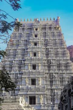 Tirumala tirupati temple starting of alipiri gopuram(pyramidal t Stock Photos