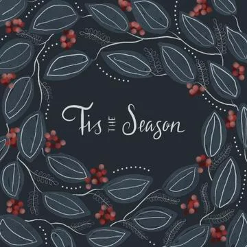 Tis the season Holiday Wreath Illustration Stock Illustration