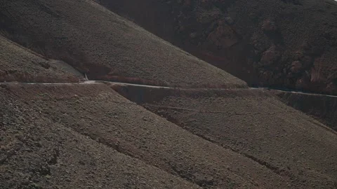 Tisdrine Road Cutting Across Bare Mountain Slopes in Dades Gorges Morocco Vídeo Stock 340595959