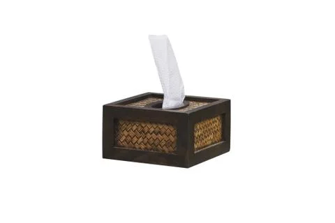 Tissue box and tissue inside isolated on white background Stock Photos