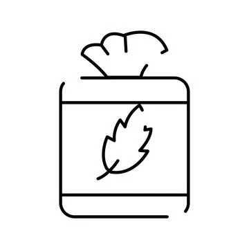 Tissue box dispenser with feather icon line art Stock Illustration