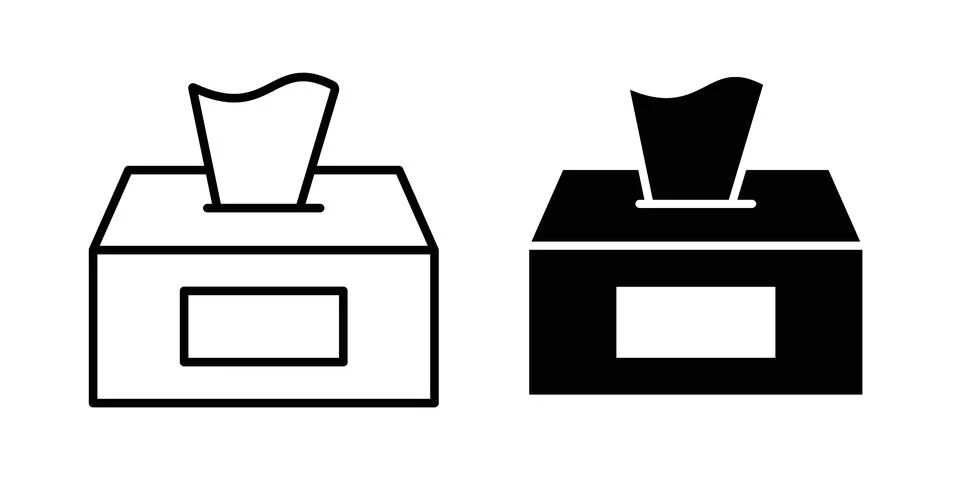 Tissue box icon drawing lines. Silhouette style vector bundle Stock Illustration