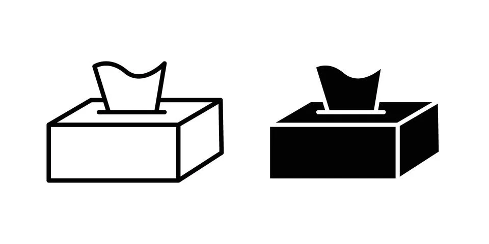 Tissue box icon silhouette vector set. thin line pack Stock Illustration