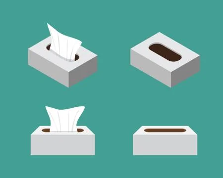 Tissue box icons in flat style, vector Stock Illustration