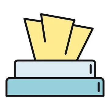 Tissue box line icon pulling paper napkin Illustrazione stock