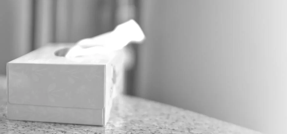 Tissue box on marble dining table, object background Stock Illustration