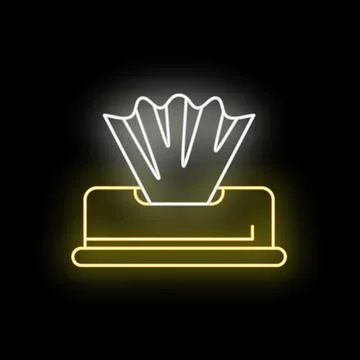 Tissue box neon glowing icon illustrating hygiene concept Stock Illustration