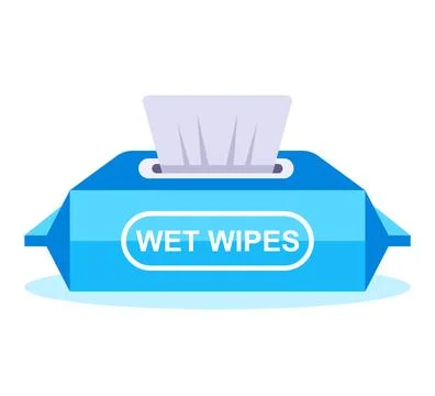 Tissue box vector wet tissue for wiping clean to kill germs. Stock Illustration