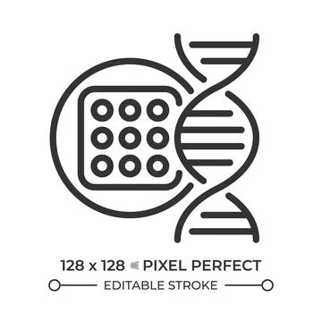 Tissue engineering pixel perfect simple line icon Stock Illustration