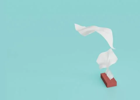 Tissue Leaf white flying render 3d ep2 Illustrazione stock