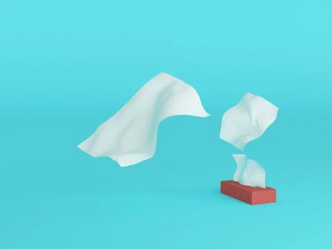 Tissue Leaf white flying render 3d ep5 Stock Illustration