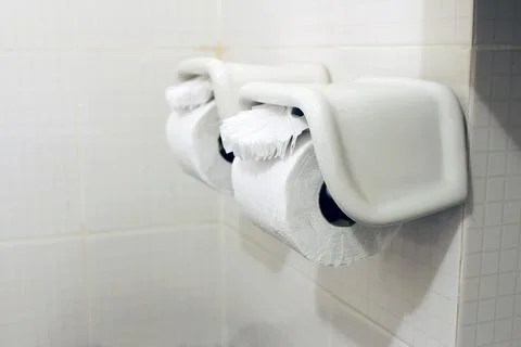 Tissue paper roll in bathroom Stock Photos