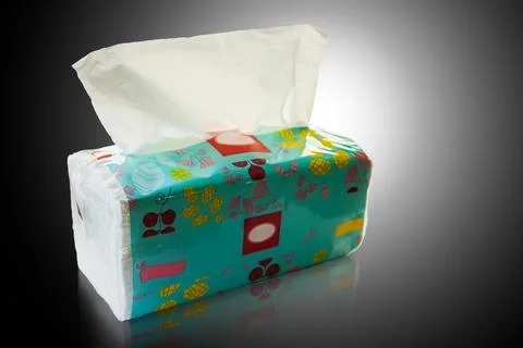 Tissue paper wrapped in plastic, Empty labels and no text for packaging Stock Photos