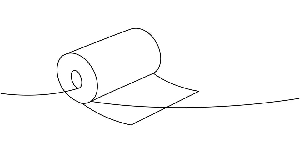 Tissue roll one line continuous drawing. Paper roll. Vector illustration Stock Illustration