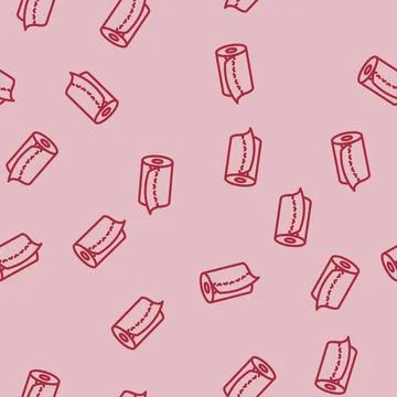 Tissue roll paper towel line vector seamless pattern Stock Illustration