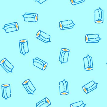 Tissue roll paper towel vector seamless pattern Stock Illustration