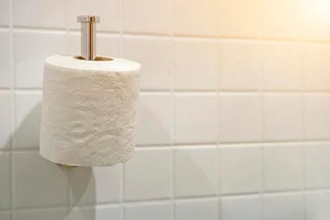 Tissue with white background in the bathroom Stock Photos