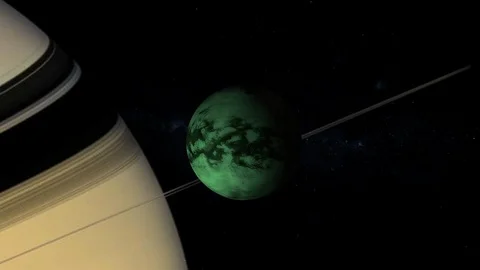 Titan green fantasy surface of saturn moon Stock Footage