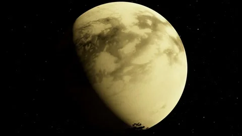 Titan Saturn Moon Cloudless Orbit Revealing South Pole Liquid Methane Lakes 4K Stock Footage 331661301