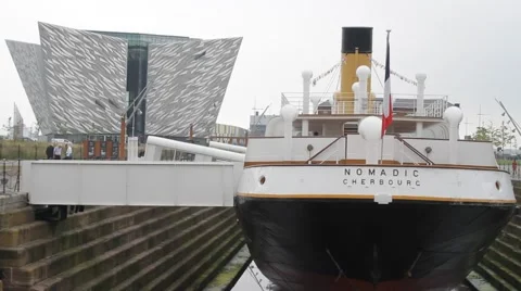 Titanic Belfast Museum. SS Nomadic Titanic Tender ship Stock-Footage 65049780
