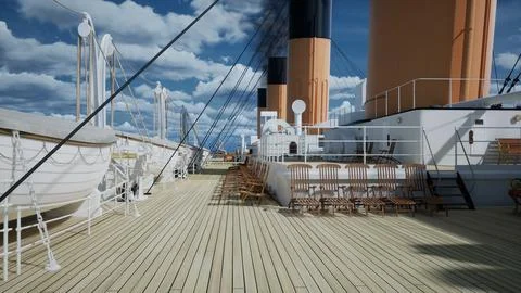 Titanic Boat Deck Second Class Lifeboats Stock Illustration