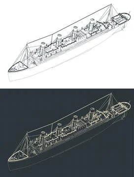 Titanic isometric blueprint Stock Illustration