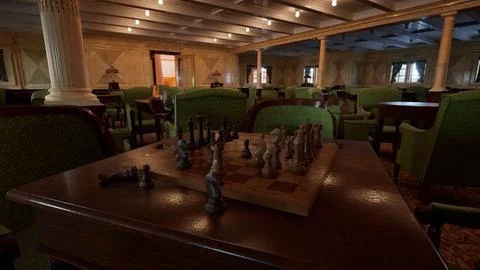 Titanic Library Chess Game Stock Illustration