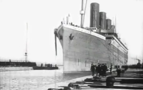 Titanic Original Historical Cleaned 2 - Workers at the dockyards in Belfast Stock Footage 36124509