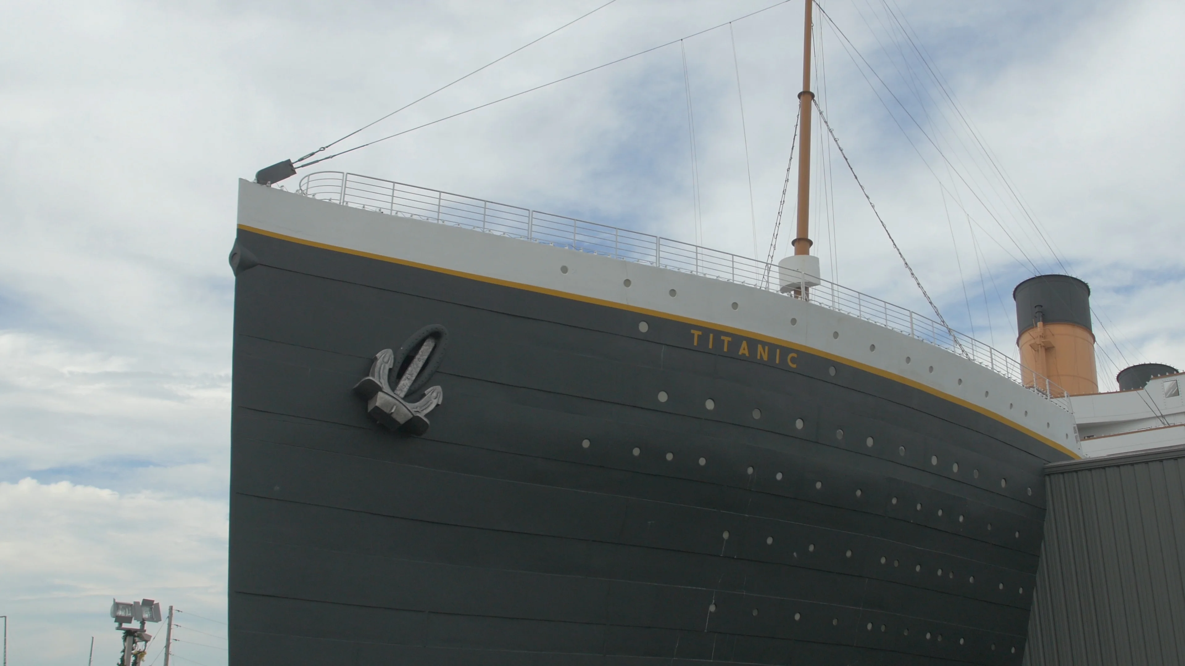 The Titanic replica with anchor in Brans... | Stock Video | Pond5