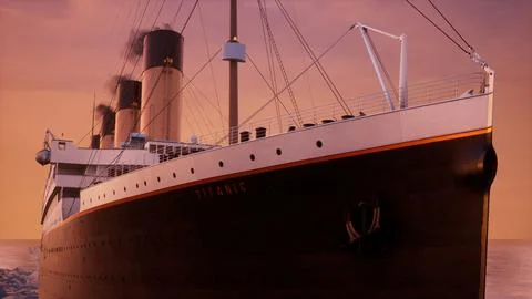 Titanic Sailing Sunset 2 Stock Illustration
