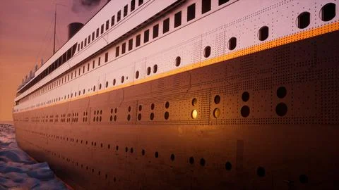 Titanic Sailing Sunset 3 Stock Illustration