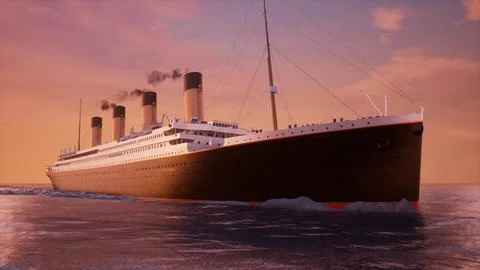 Titanic Sailing Sunset Stock Illustration
