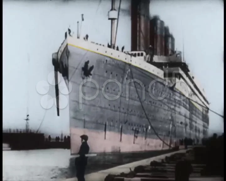 Titanic Ship at the docks Front Original... | Stock Video | Pond5
