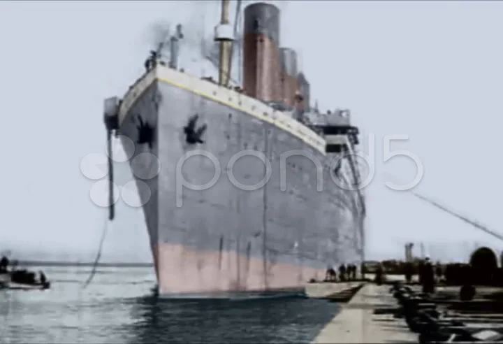 Titanic Ship Original Historical Coloure... | Stock Video | Pond5