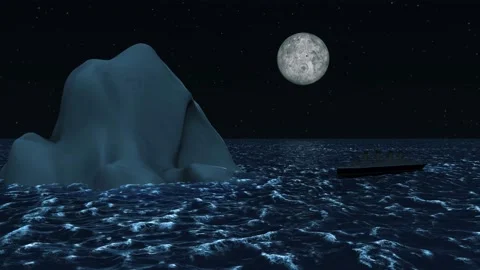 Titanic ship sailing to iceberg | Stock Video | Pond5