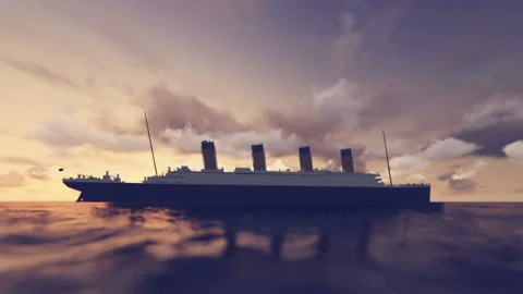 Titanic ship at sunset animation | Stock Video | Pond5