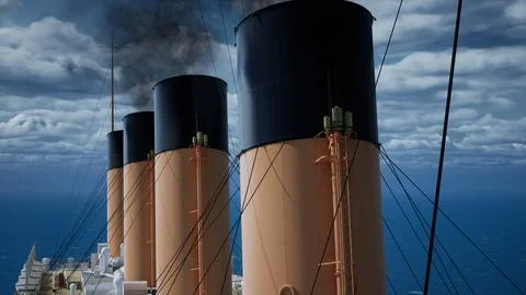 Titanic Smokestacks Stock Illustration