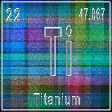 Titanium chemical element, Sign with atomic number and atomic weight Illustrazione stock