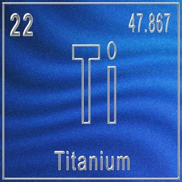 Titanium chemical element, Sign with atomic number and atomic weight Illustrazione stock