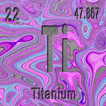 Titanium chemical element, Sign with atomic number and atomic weight Illustrazione stock