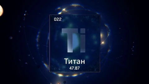 Titanium as Element 22 of the Periodic Table 3D animation on blue background Stock Footage 126002544