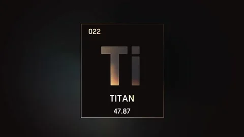 Titanium as Element 22 of the Periodic Table 3D animation on grey background Vídeo Stock 131413327