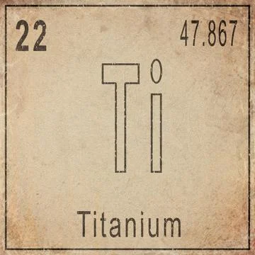 Titanium Element Card from Periodic Table on Vintage Old Paper Stock Illustration