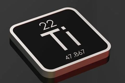 Titanium element from periodic table on black square block Stock Illustration
