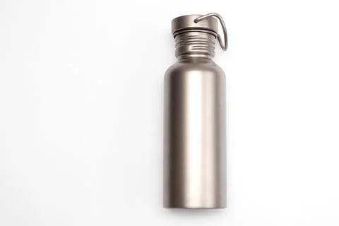 Titanium Hydration Bottle on white background. Eco friendly concept Stock Photos