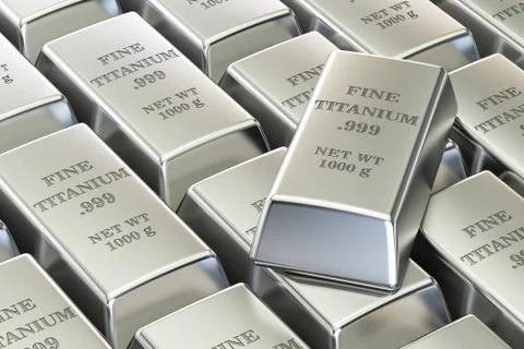 Titanium ingots background, 3D rendering Illustrazione stock