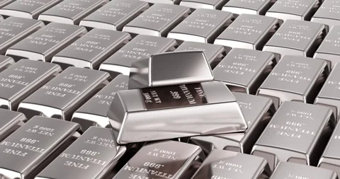 Titanium ingots background, rotation animation, seamlessly loopable. 3D ren.. Stock Footage 299296585