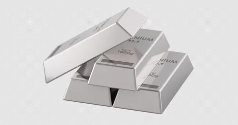 Titanium ingots rotation animation seamlessly loopable. 3D rendering isolat.. Stock Footage 330800132