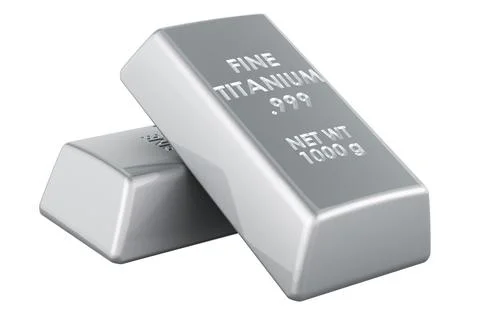 Titanium ingots, titanium bars. 3D rendering Illustrazione stock
